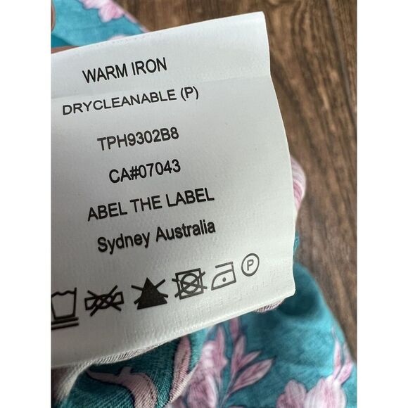 ABEL THE LABEL TEAL PINK FLORAL SLIT SIDES ELASTIC WAIST FLOWY BOHO MAXI SKIRT S - Picture 15 of 15